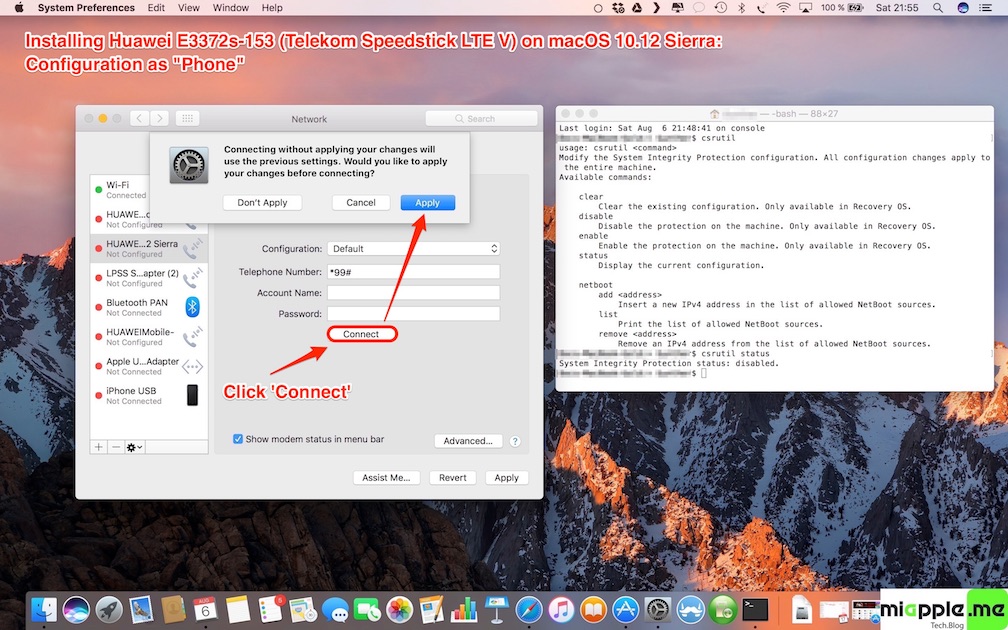 add usb interface for network connection in mac sierra
